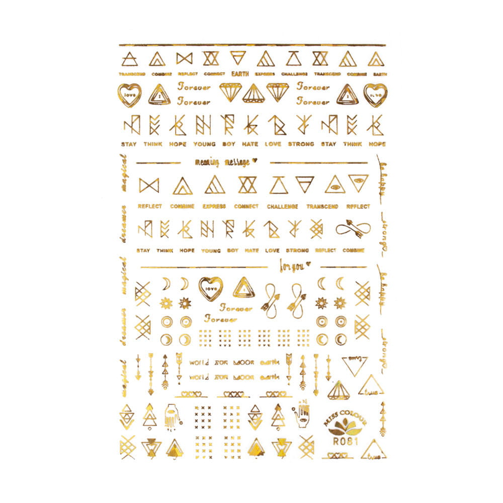 Naklejki do paznokci cienkie złote holo geometryczne R081