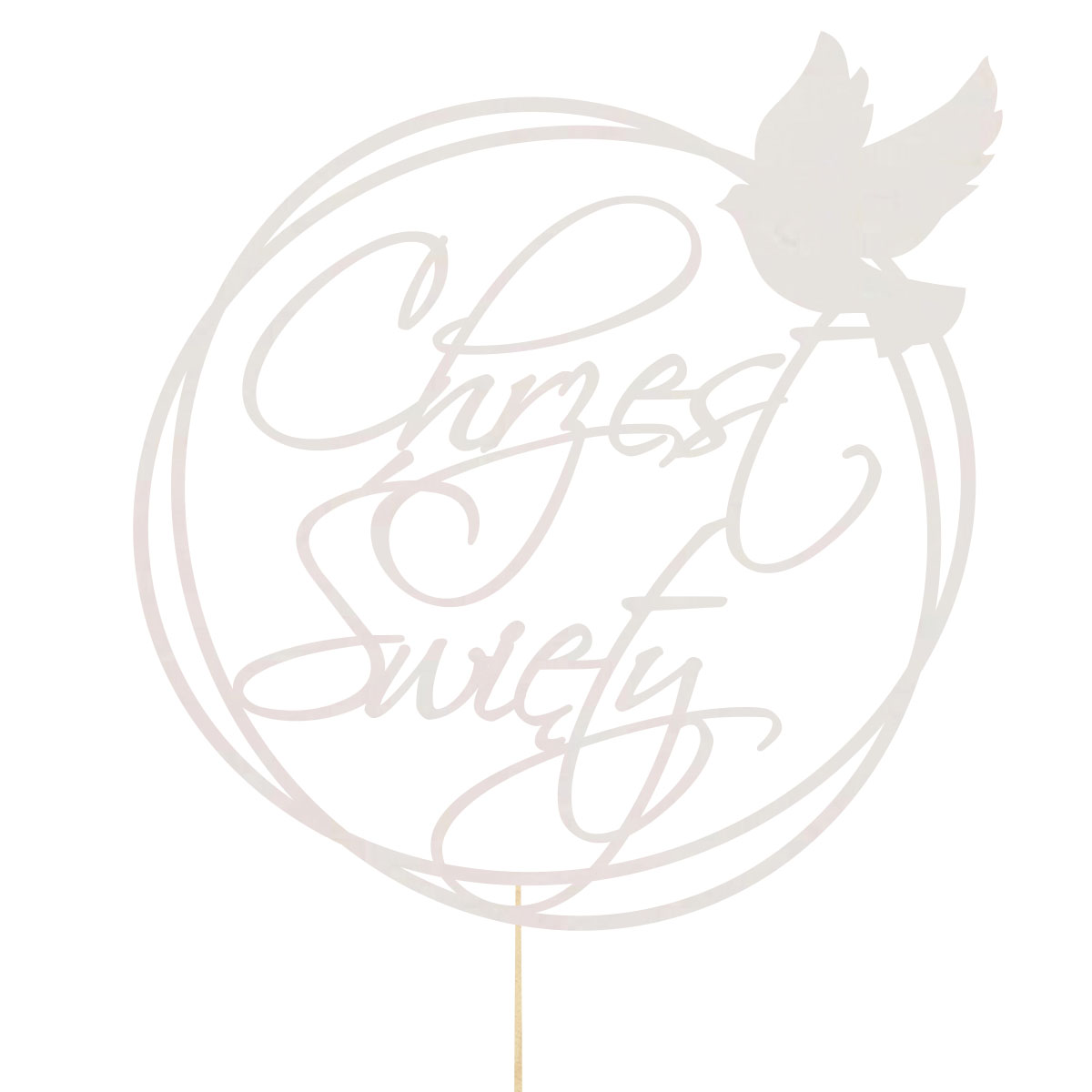 Topper dekoracja na bok tortu pik napis Chrzest Święty z gołąbkiem bermata