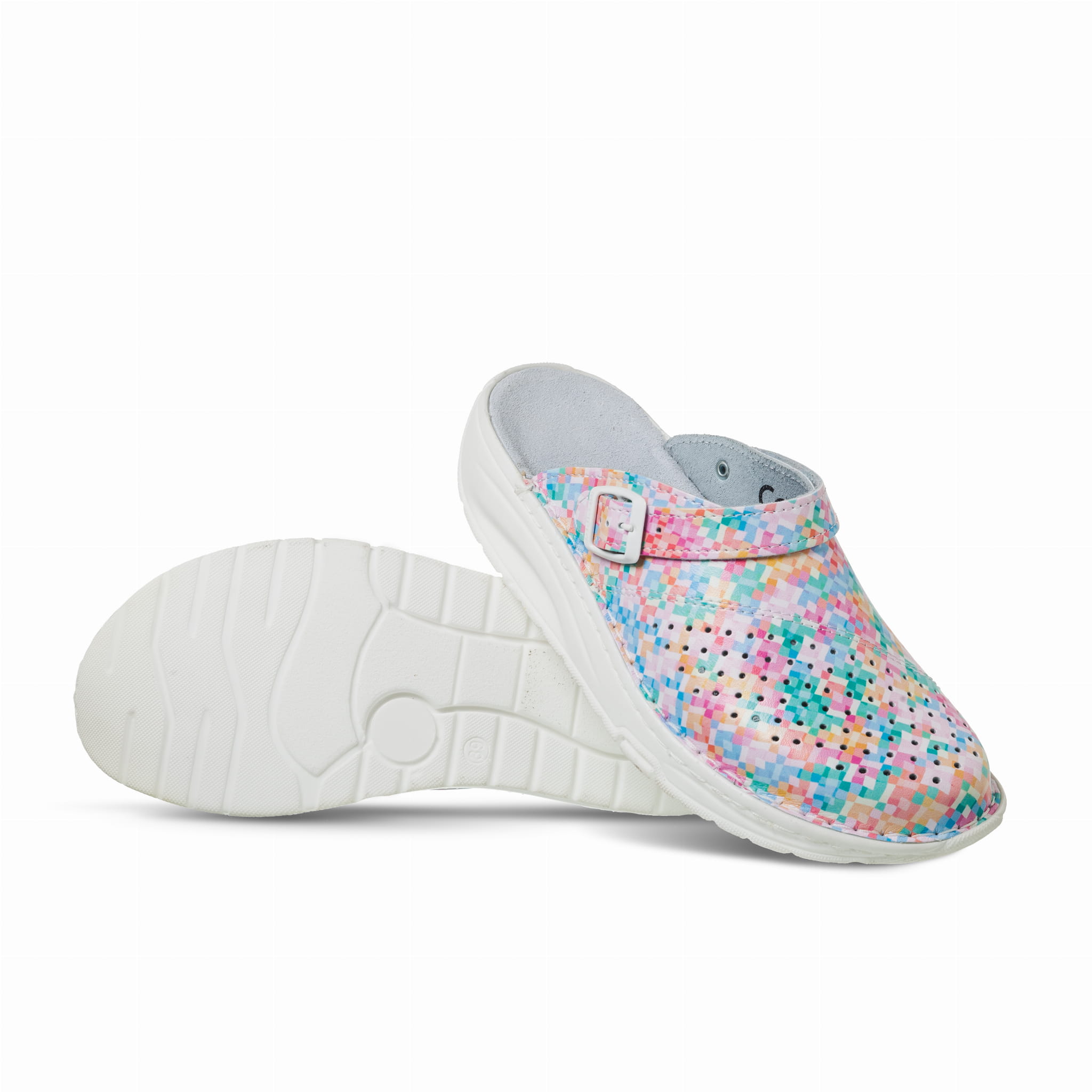 Obuwie medyczne zawodowe skórzane kolorowe wzory 012L