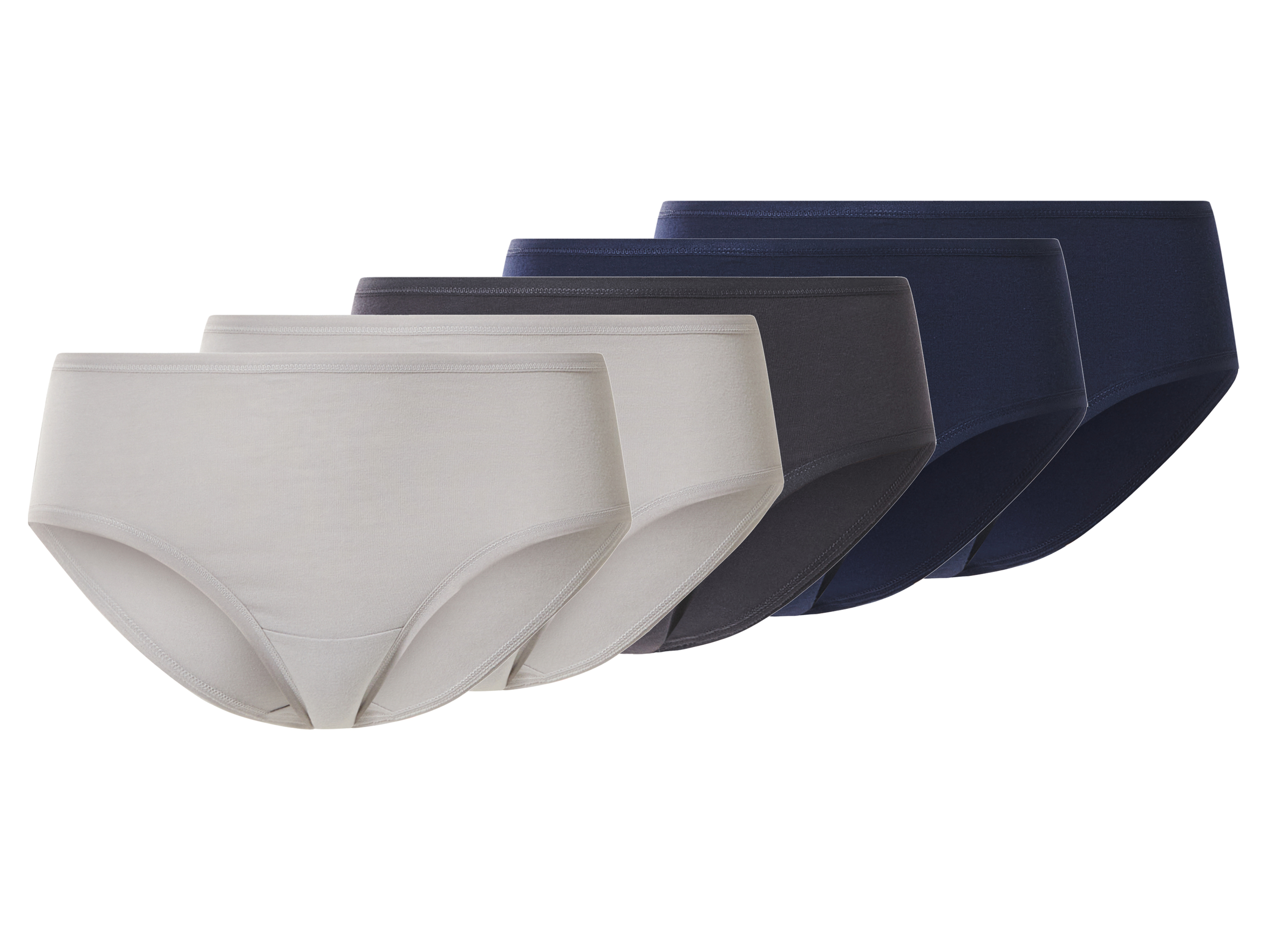 esmara Majtki hipstery damskie z bawełną, 5 par granatowy/ciemnoszary/szary, M40/42