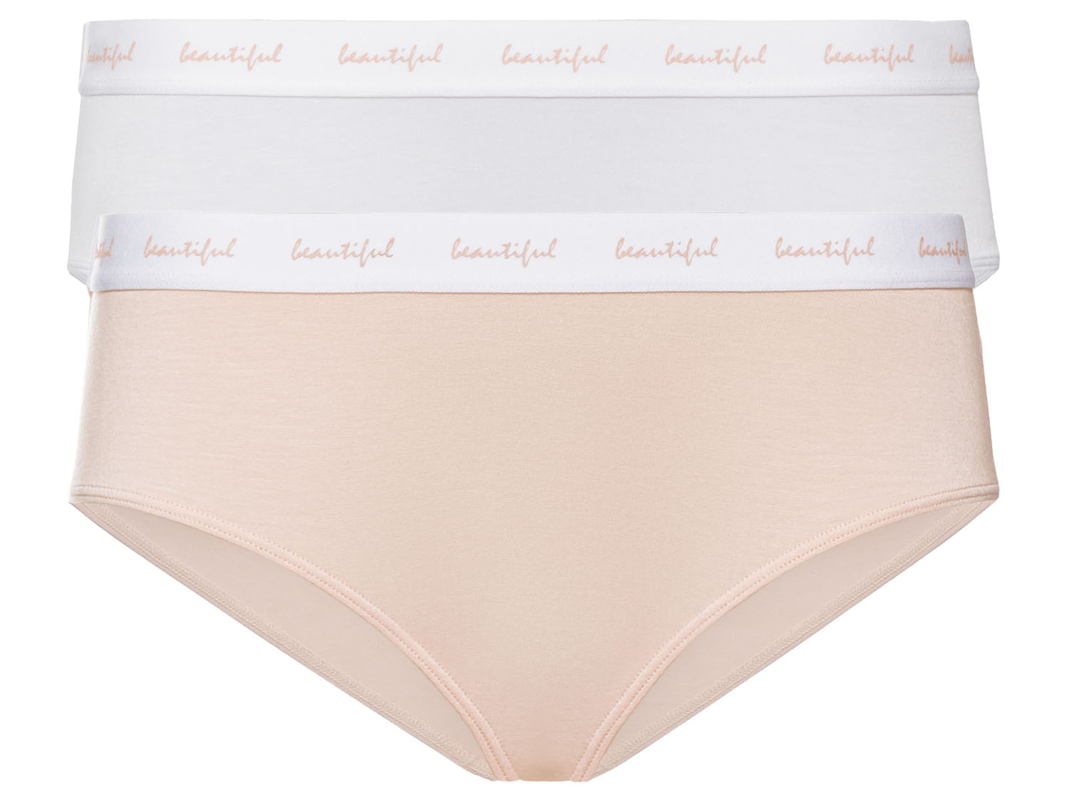 esmara Hipstery damskie z Tencel Modal, 2 pary Beżowy/ biały, S36/38