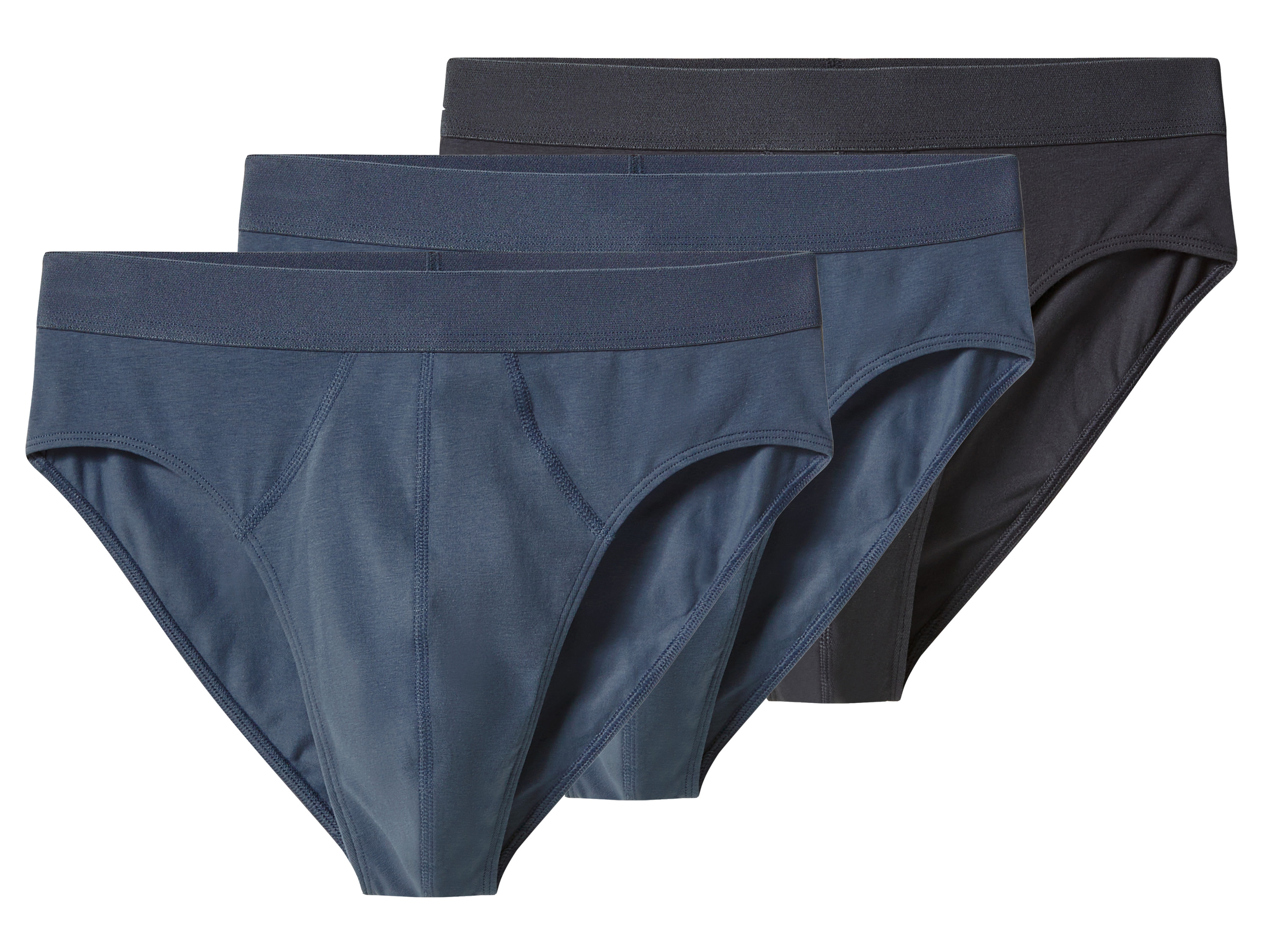 esmara Men Majtki slipy męskie z bawełną, 3 pary Ciemnoszary/ciemnoniebieski, 5/M