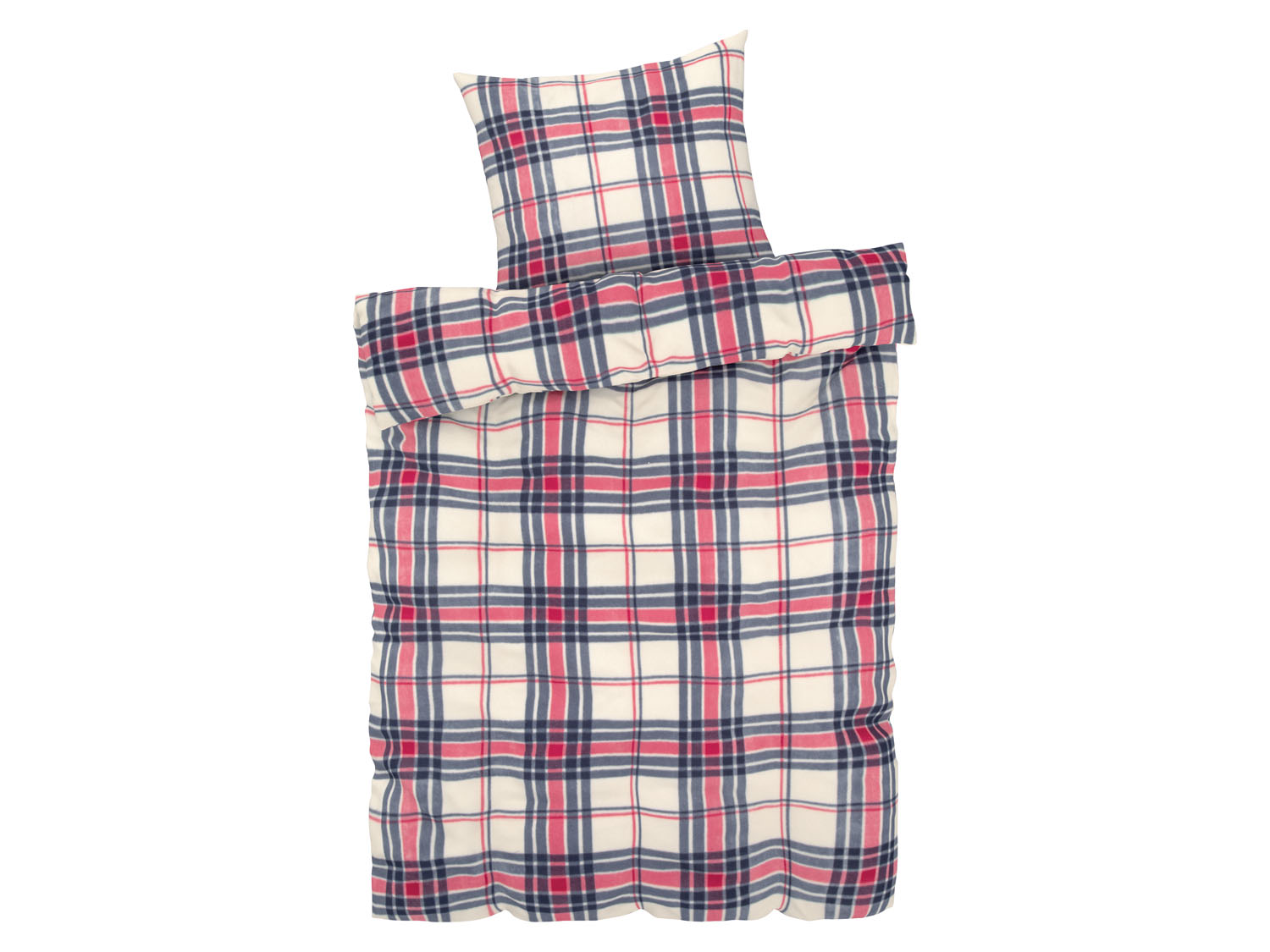 Livarno home Pościel z polaru, 140 x 200 cm Kratka/ czerwony/ kremowy