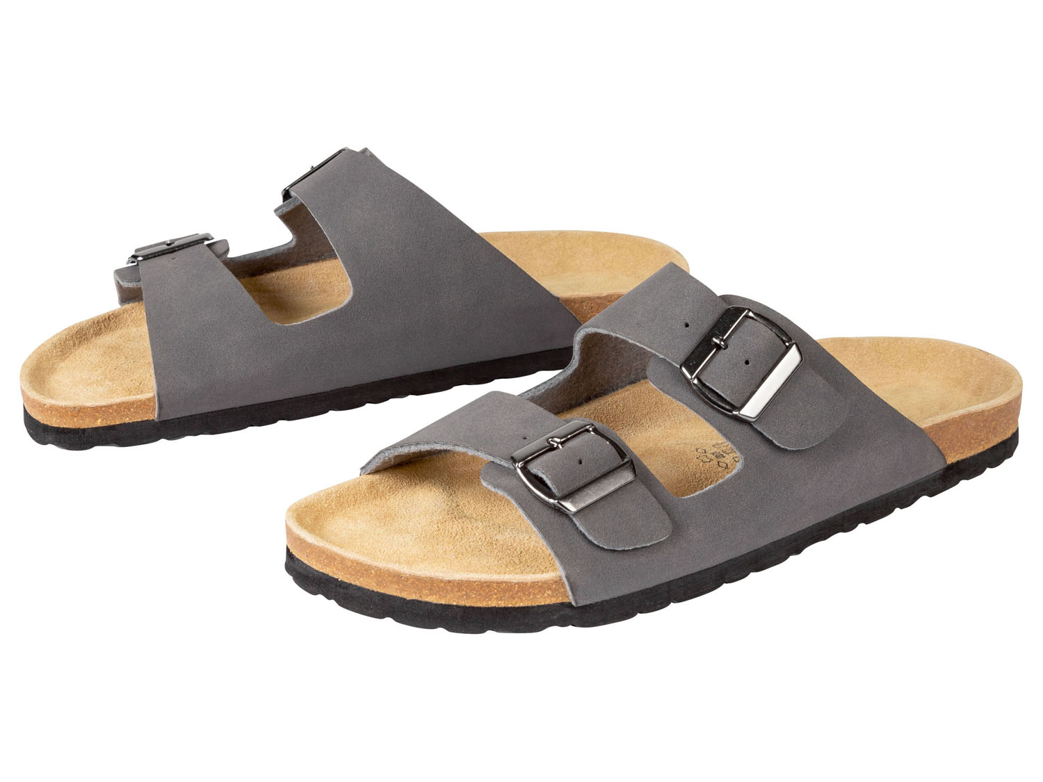 Livergy Klapki męskie ze skórzaną podpodeszwą 44, Szary