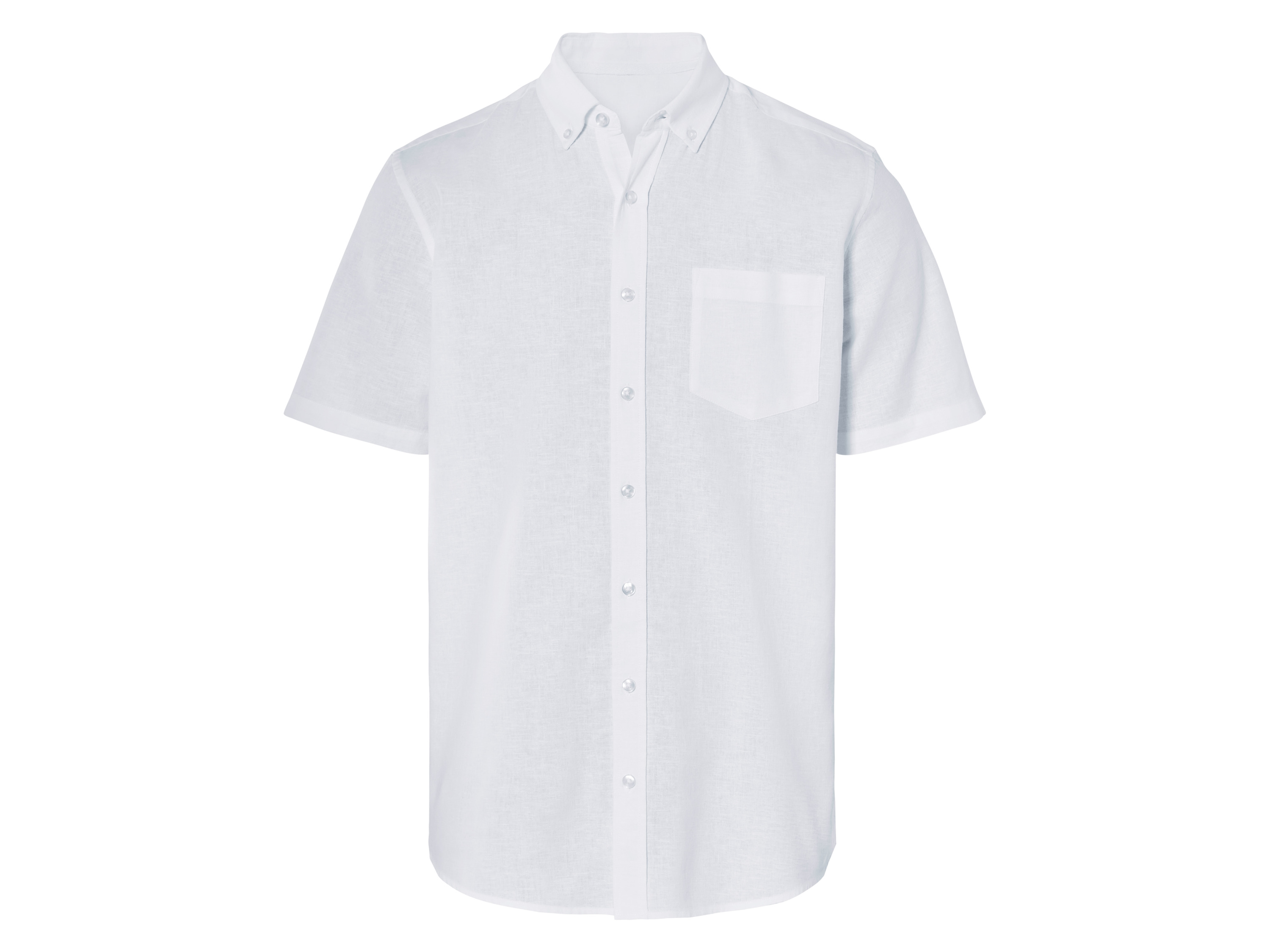 Livergy Koszula męska z lnem i bawełną Biały, XXL 45/46