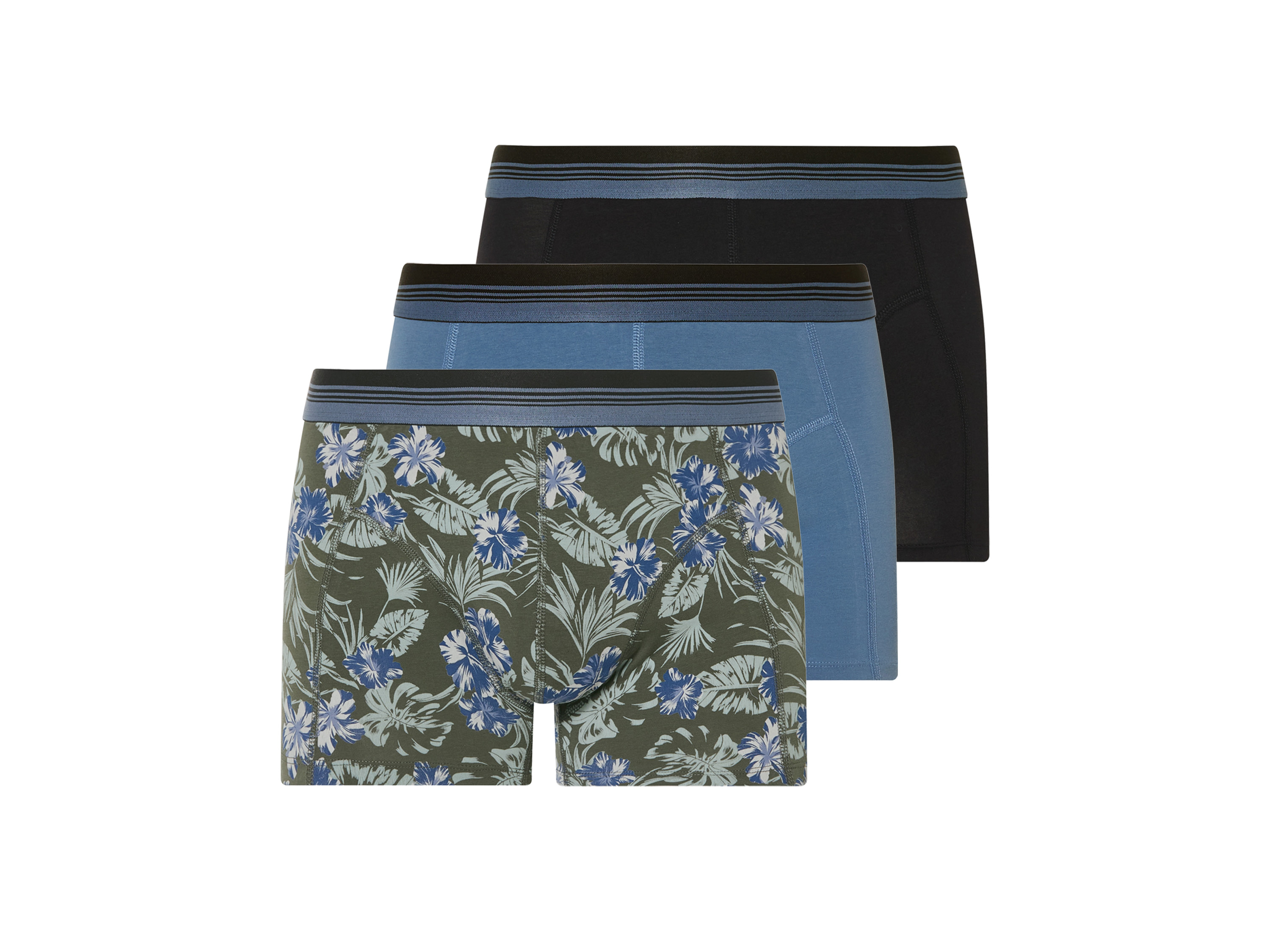 Livergy Bokserki męskie z bawełną, 3 pary Czarny/zielony/niebieski, 5/M