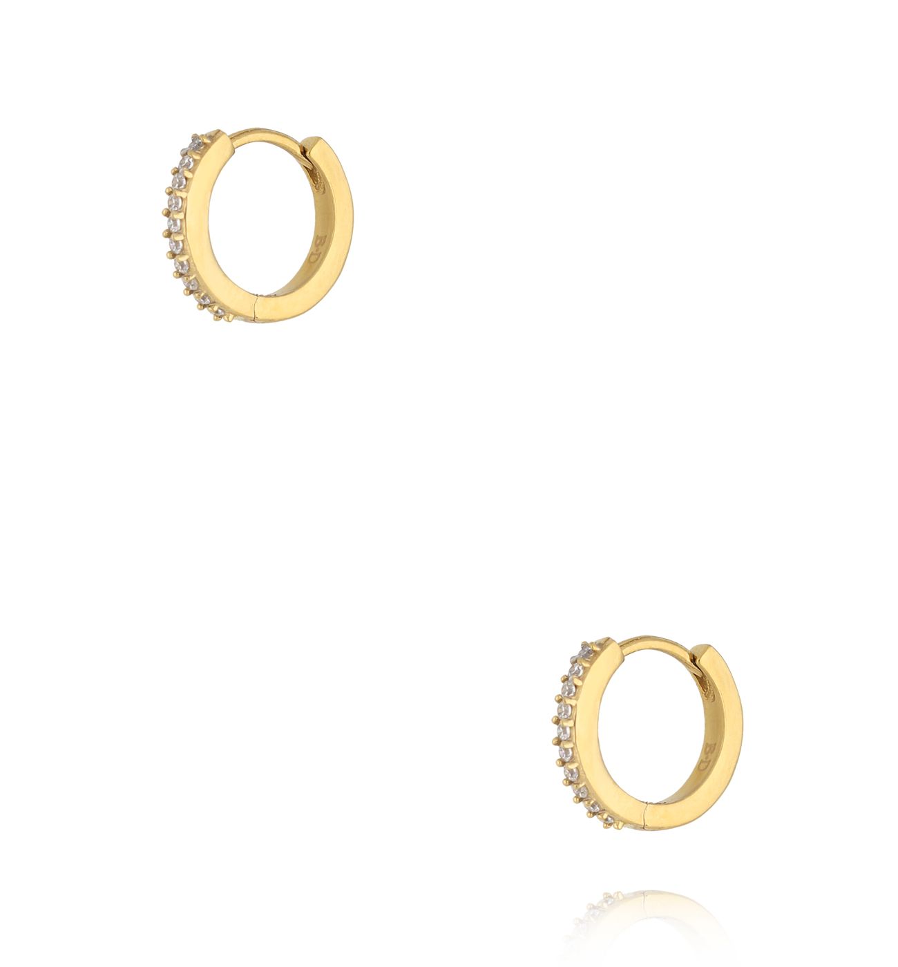 Kolczyk klasyczne złote kółeczka z cyrkoniami - By Dziubeka
