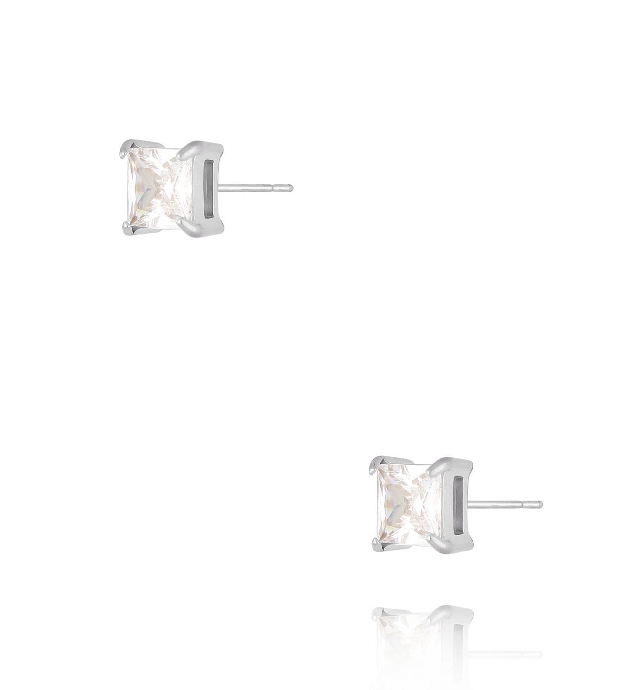 Kolczyki z kryształkami kwadratowe srebrne Chic - By Dziubeka