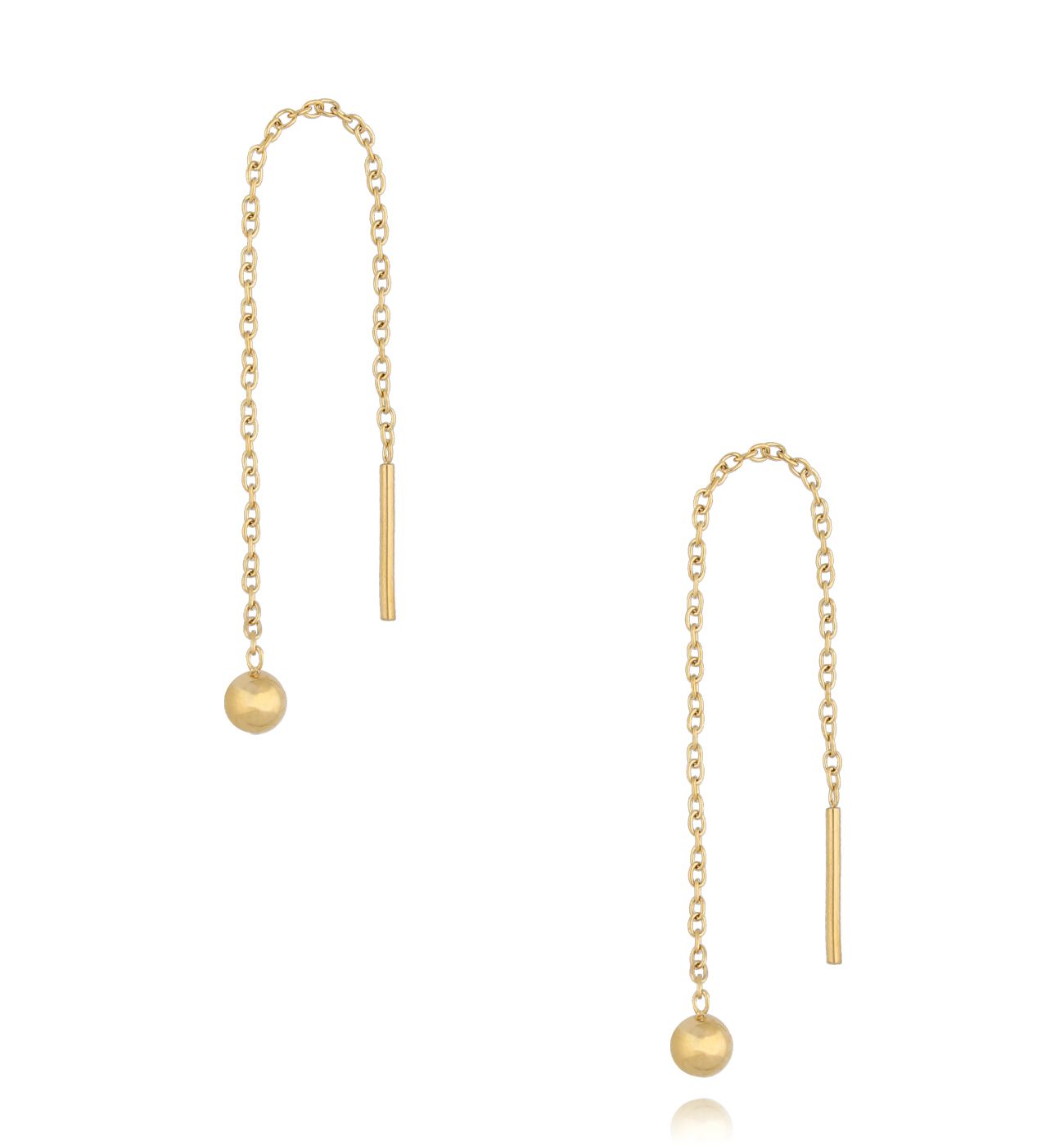 Kolczyki przekładane z kulką złote - By Dziubeka