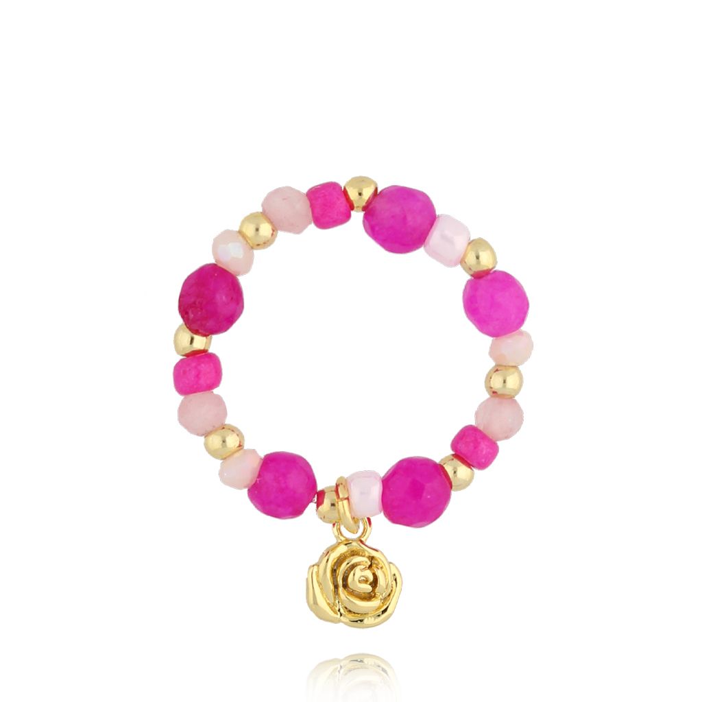 Pierścionek fuksja z różą Sanur PBI0015 - By Dziubeka