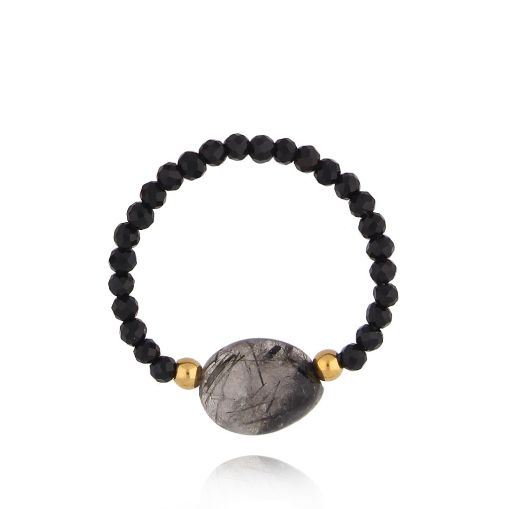 Pierścionek czarny z agatami Winterstar PSC0440 - By Dziubeka