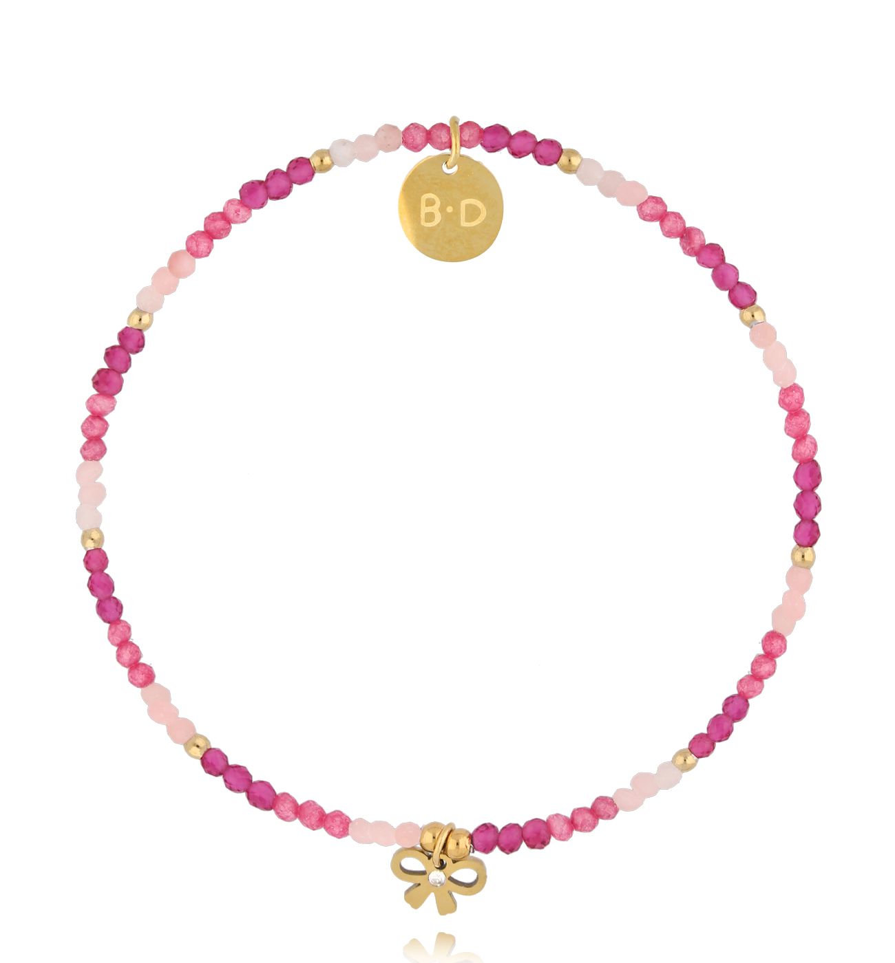 Bransoletka z jadeitami i kokardką - By Dziubeka