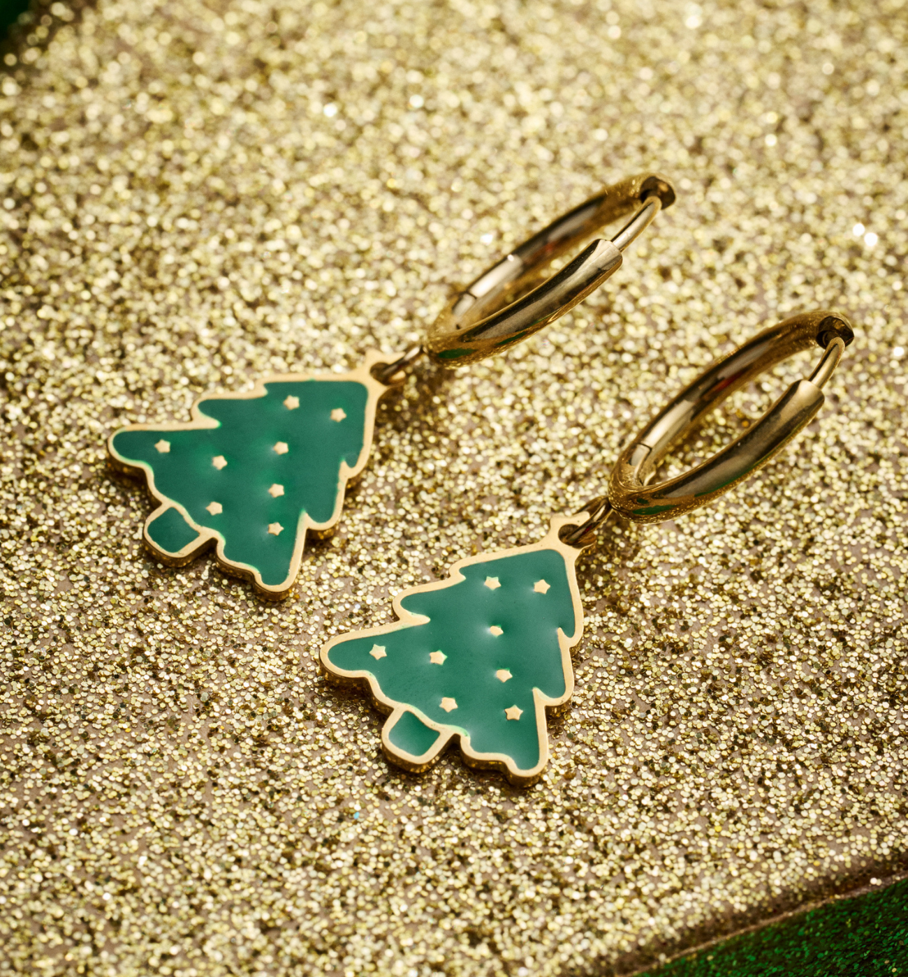 Kolczyki świąteczne zielone choinki KSY0307 - By Dziubeka