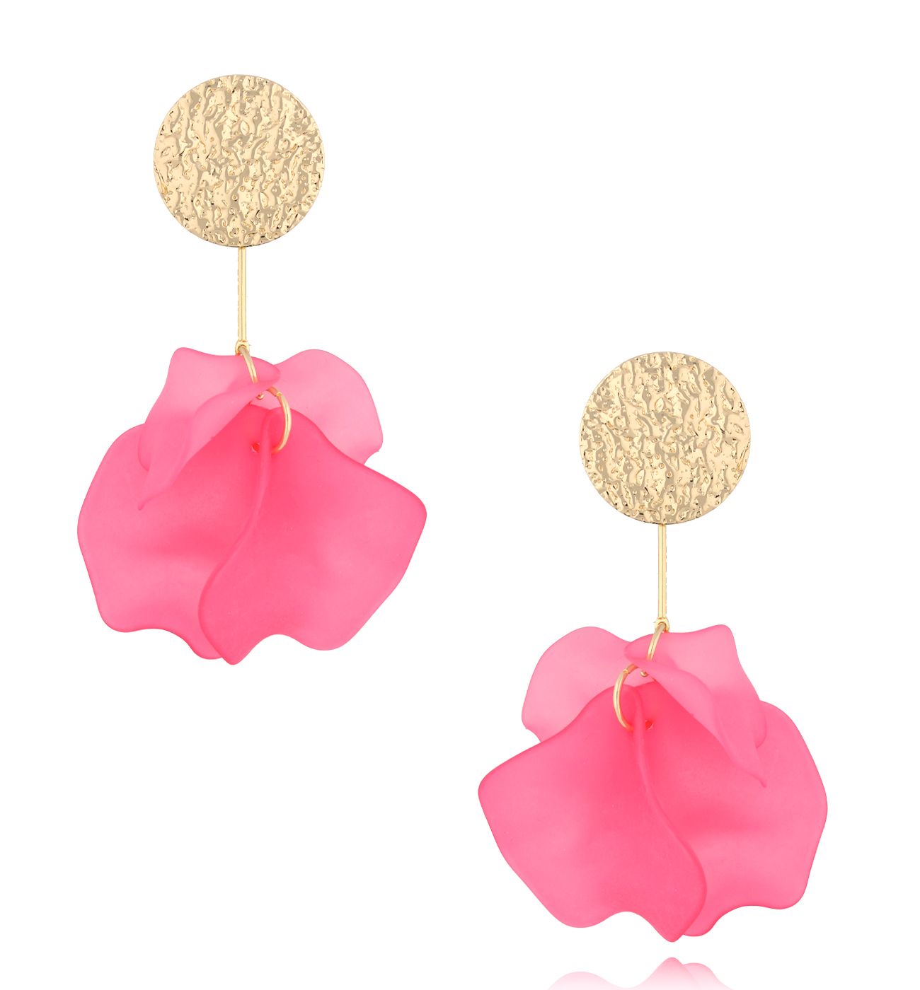Kolczyki różowe z płatkami Varginha KFF0220 - By Dziubeka