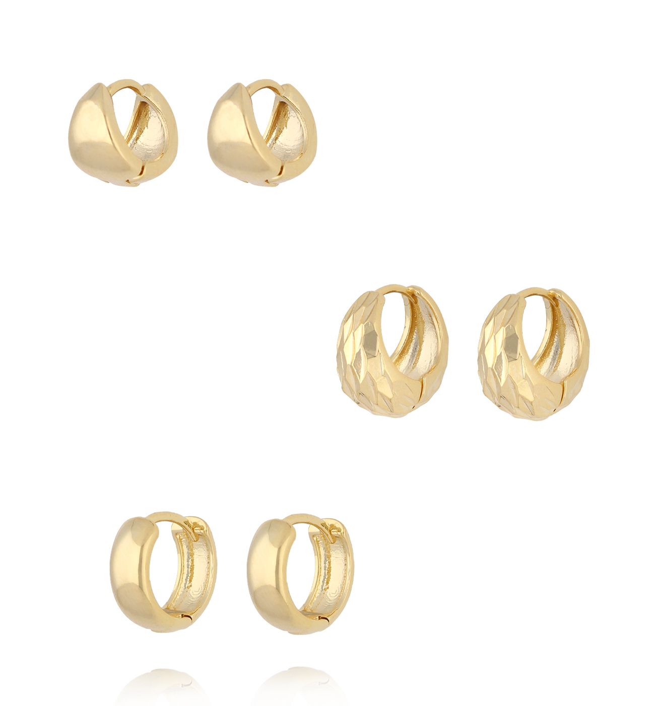 Zestaw kolczyków kółek w złotym wykończeniu KLU0168