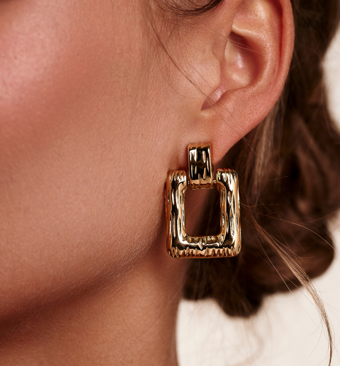 Kolczyki prostokątne złote - By Dziubeka