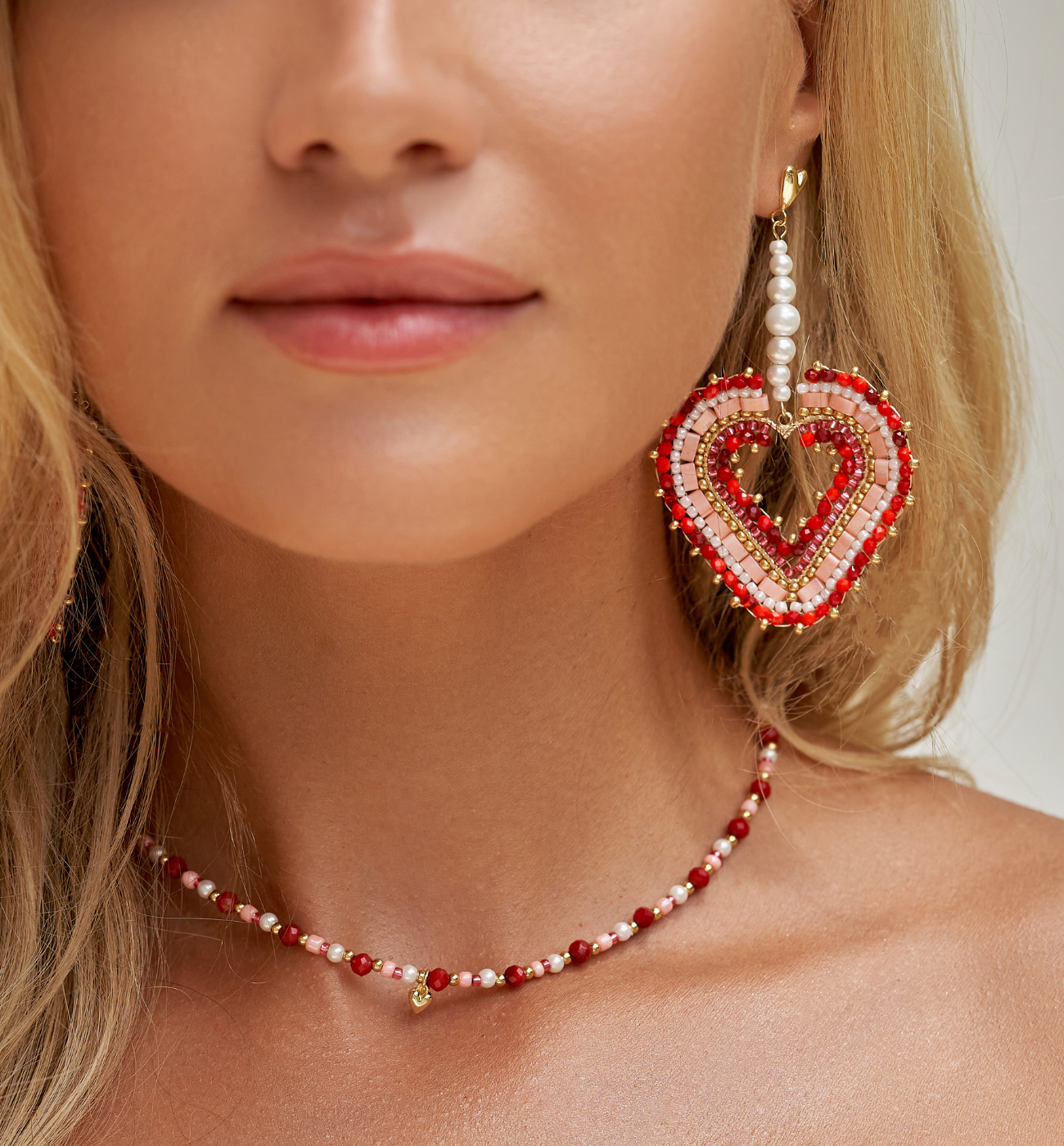 Naszyjnik czerwony z serduszkiem Heart of Paradise NBI0005 - By Dziubeka