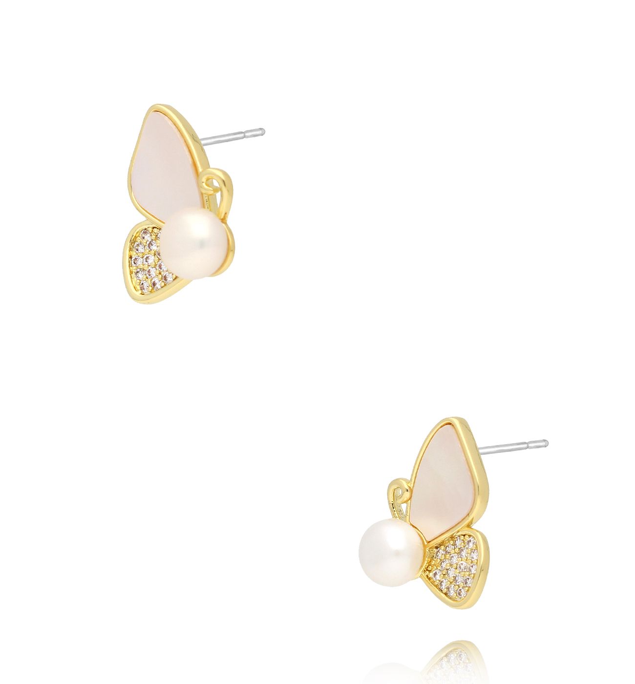 Kolczyki motylki z perłami - By Dziubeka