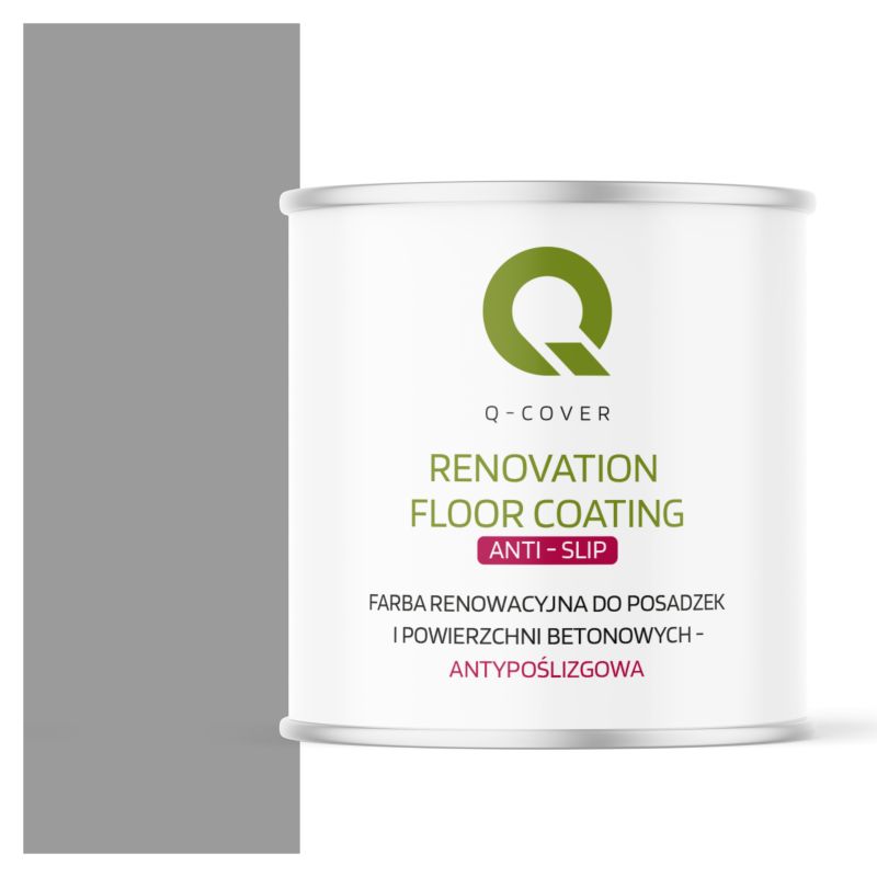 Farba Antypoślizgowa do Posadzek i Powierzchni Betonowych Renowacyjna Q-Cover Szary Sygnałowy RAL7004 2.5L