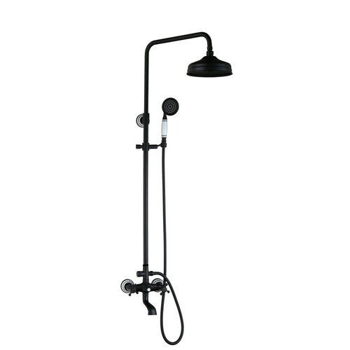 Bateria prysznicowa Lauferi LAMEA mosiężna z dzeszczownicą czarna retro 1 szt.