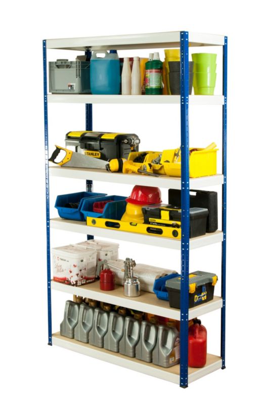 Regał metalowy MODO24 magazynowy stojak niebiesko-biały helios 196x150x45cm 6 półek po 275 kg 1 szt.