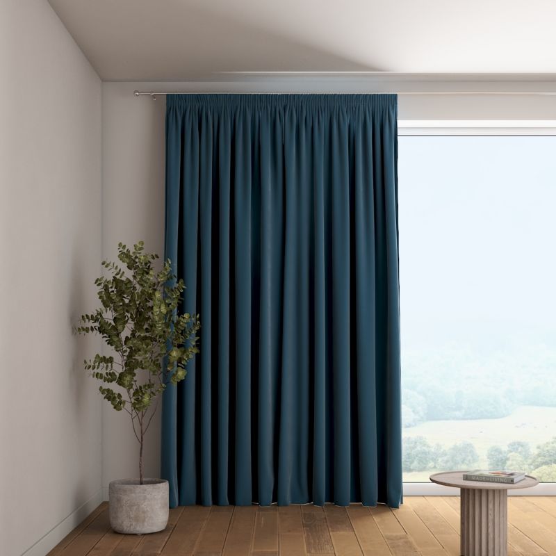 Zasłona na taśmie marszczącej 1 szt. 130 x 245 cm Dekoria pruski błękit 1 szt.