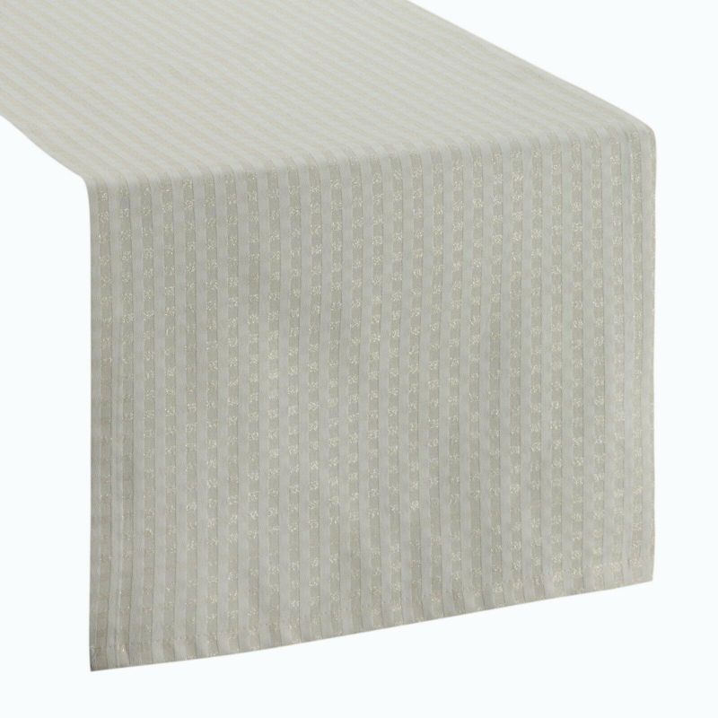 Bieżnik świąteczny FLASH 1 Eurofirany 40 x 180 cm kremowy z żakardowy świąteczny w krateczkę przetykany srebrną nicią 1 szt.