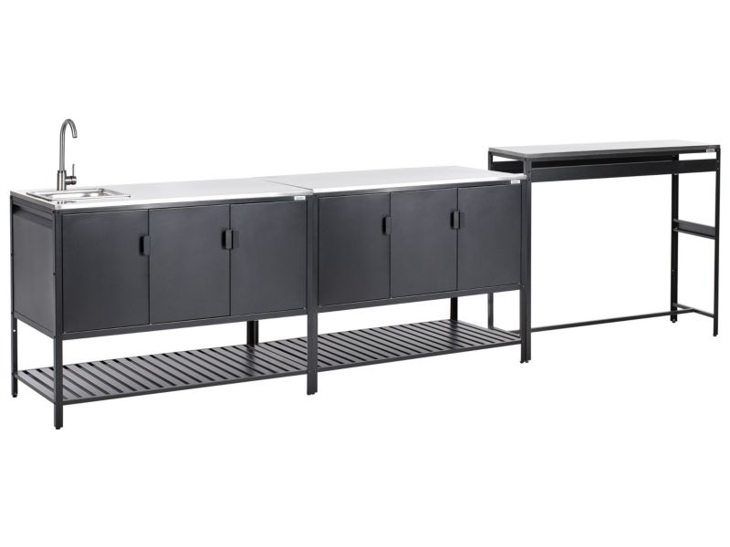 3 częściowa kuchnia ogrodowa ze zlewem Maenza Metal Czarny 1 szt.