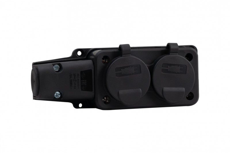 Rozgałęźnik F-elektro gumowy do przedłużacza 2-gniazda IP44 16A F6.0371 1szt.