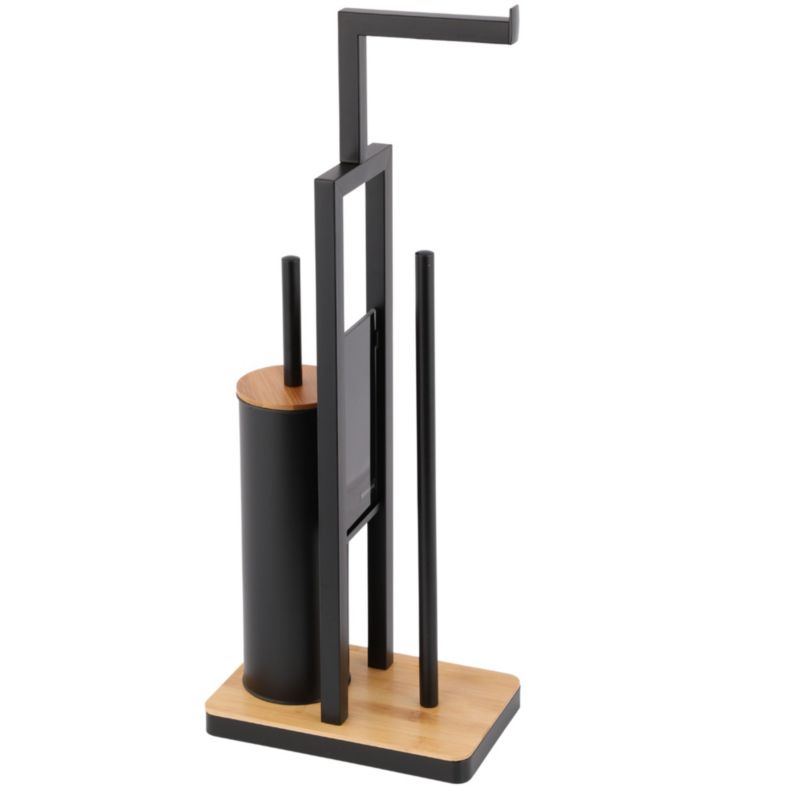 Stojak MADRYT - Yoka Home na papier toaletowy i szczotkę do WC czarny bambus - 1 szt.