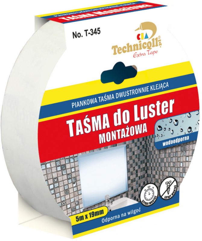 Taśma montażowa do luster Technicqll rolka 5 m x 19 mm