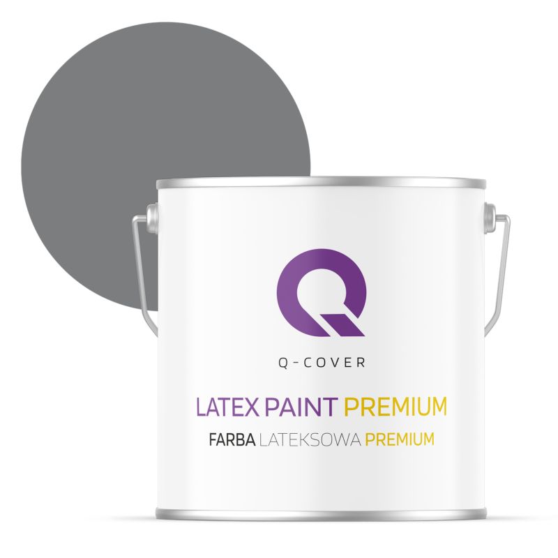 Farba Lateksowa Premium Plamoodporna do Ścian i Sufitów Q-Cover Szary ciemny H1020 Głęboki Mat 5L