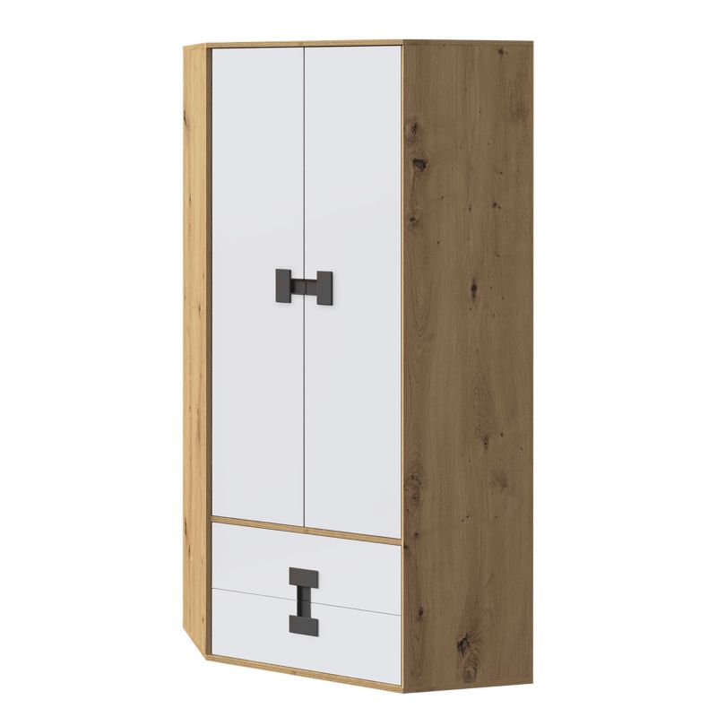 Szafa narożna MIRJAN 24 Index 02 dąb + biały/czarny 1 szt.