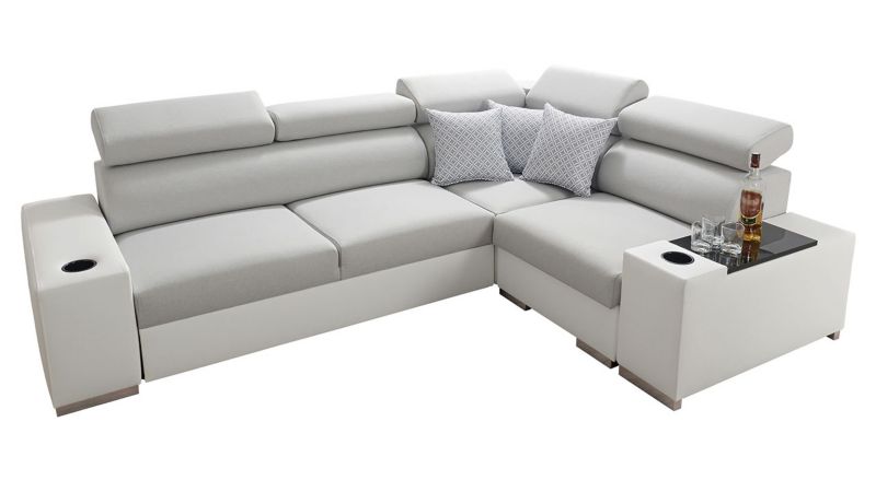 Narożnik z barkiem MIRJAN 24 Perseo II prawy biały + srebrny 1 szt.