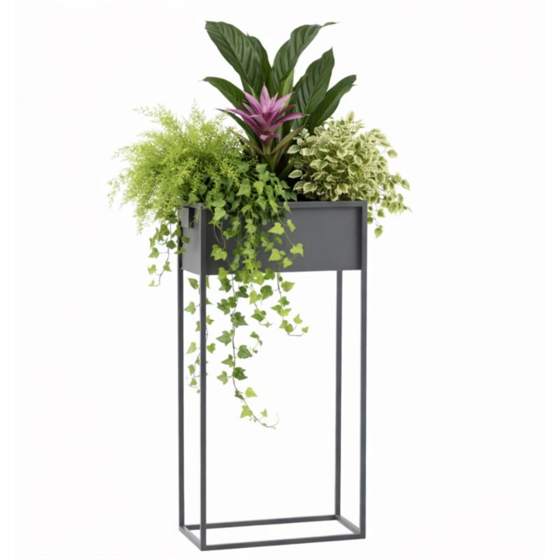 Kwietnik stojący JAKPOL Cubo Loft 80x40 cm metalowy szary 1 szt.