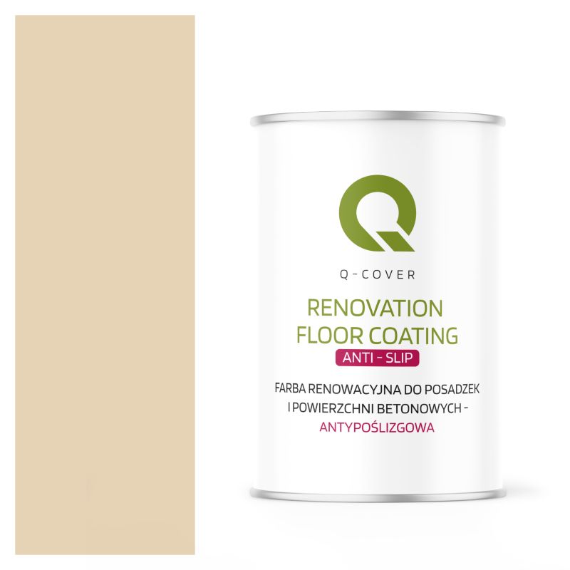 Farba Antypoślizgowa do Posadzek i Powierzchni Betonowych Renowacyjna Q-Cover Kremowo Beżowy RAL1015 1L