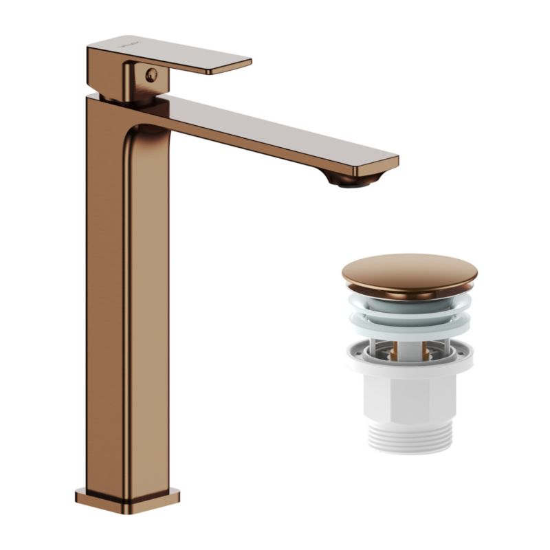 Bateria umywalkowa wysoka Valvex Harris z korkiem miedziana