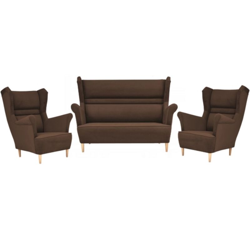 Zestaw wypoczynkowy uszak do salonu sofa fotele Family Meble Zoja brąz 1szt
