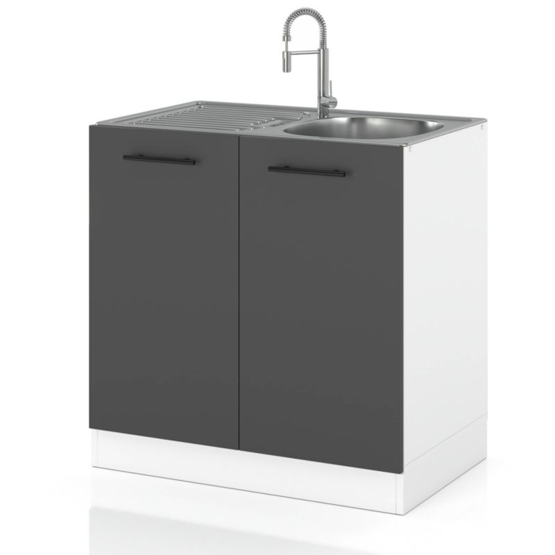 Szafka Kuchenna Hurtownia-Mebli Stojąca Pod zlewozmywak DZ80 sPremium 80cm Biały Mat Szary Mat 80x52x82.2 cm 1szt.