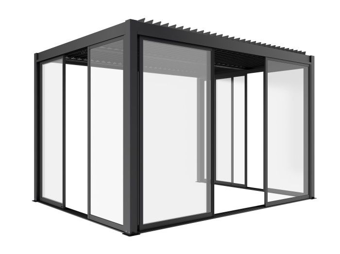 Drzwi Przesuwne do Pergoli Esti&Esta 270X238 Szkło Hartowane Aluminiowa Rama Antracyt 1 szt