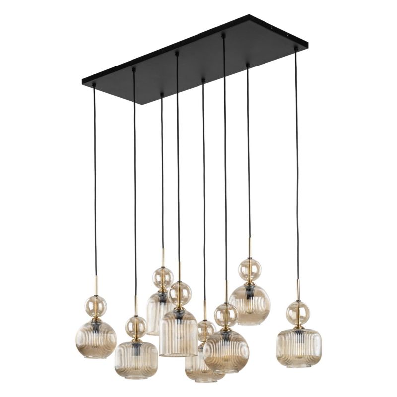 Lampa Wisząca Tk-Lighting Sophia Cognac 8Xe14 ryflowany klosz zwisy na prostokącie kwadracie salon - 1szt.
