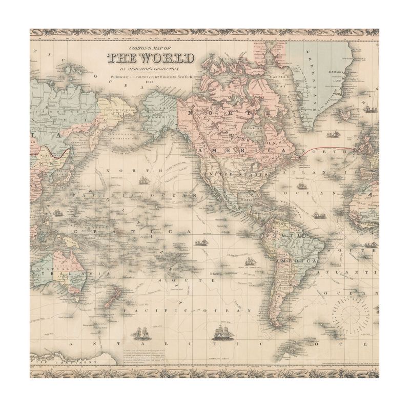 Tapeta Wallfluent 250x250 cm Historyczna mapa Dla Miłośników Sztuki Abstrakcyjnej I Geometrycznych Form 1 szt.