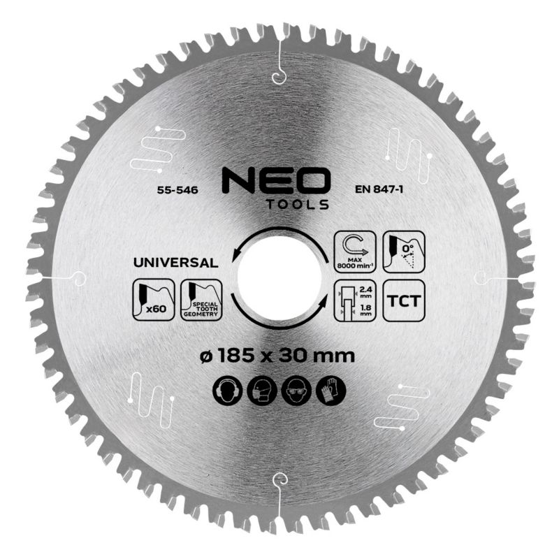 Tarcza do pilarki, widiowa NEO TOOLS, 185 x 30 mm, 60 zębów, uniwersalna 1 szt