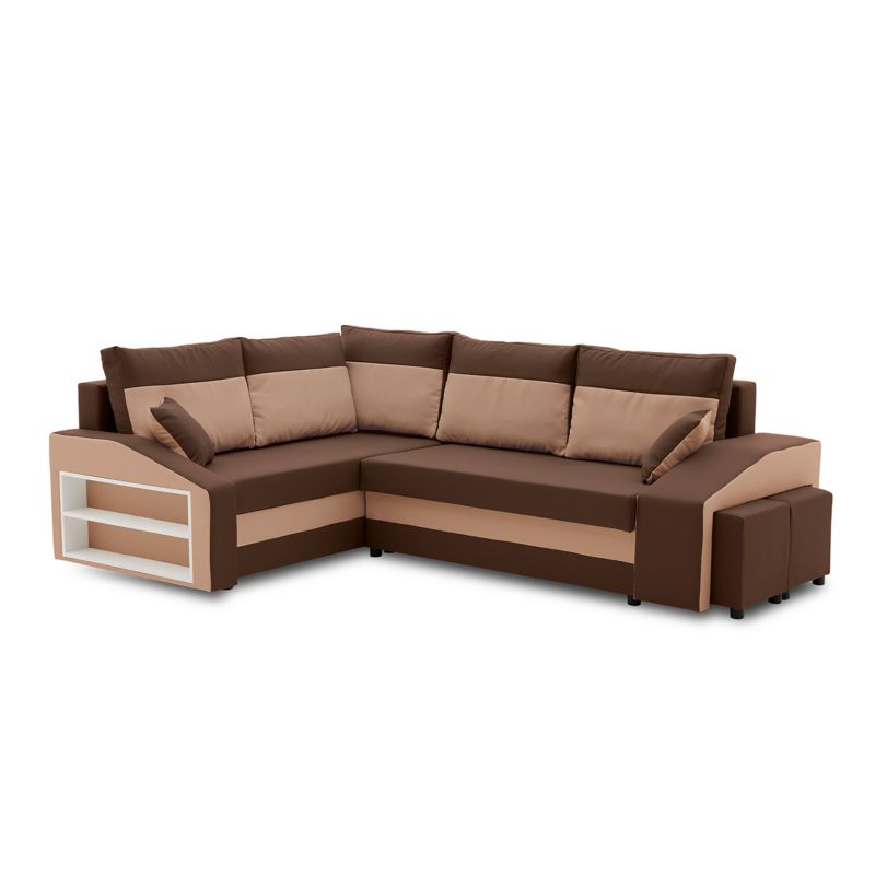 Narożnik TYLETEGOTU do salonu lewy pufy w prawym LUSSO mikrofaza brąz 1 szt