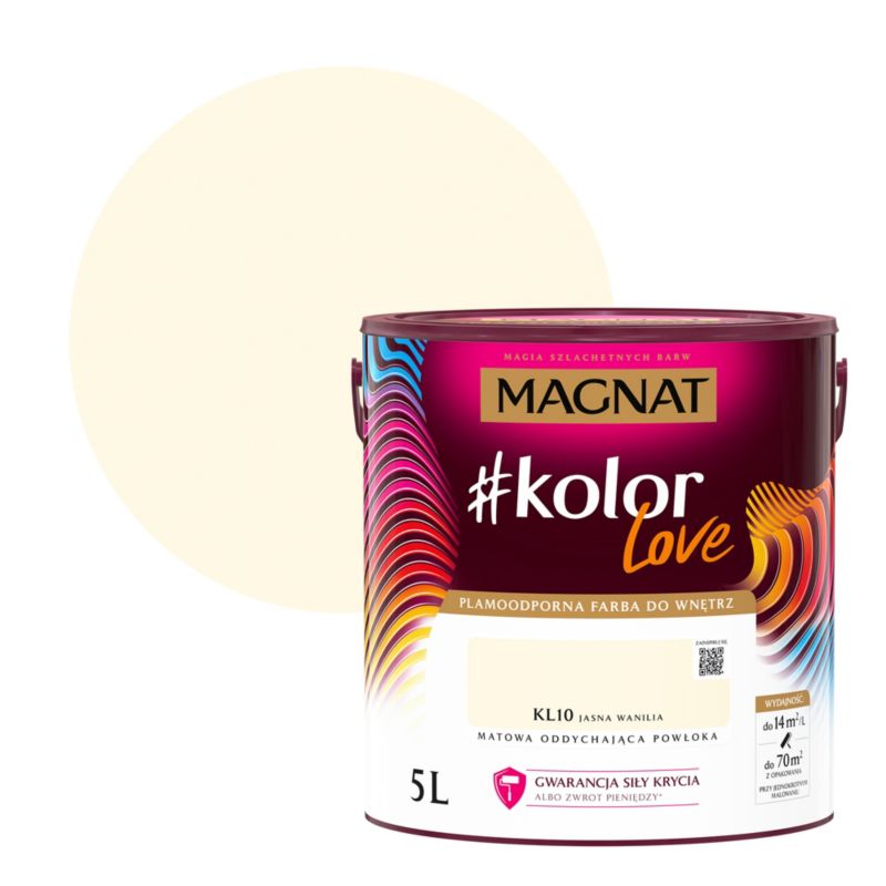 Farba kolorowa plamoodporna Magnat #kolorLove KL10 jasna wanilia 5 l