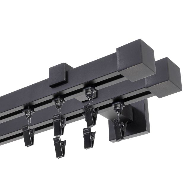 Karnisz podwójny apartamentowy 200 cm czarny mat