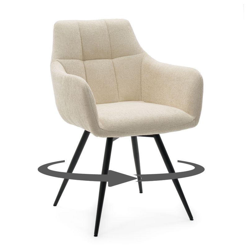 Krzesło tapicerowane LUGANO New Home kremowe szenilowe obrotowe 1 szt.