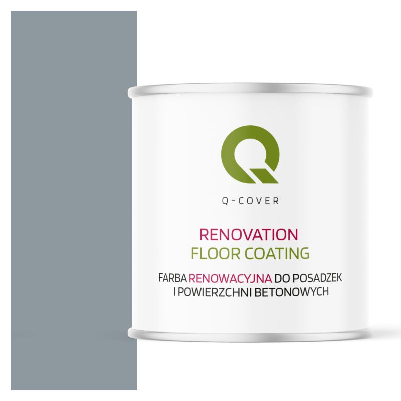 Farba Renowacyjna do Posadzek i Powierzchni Betonowych Q-Cover Szaro-Błękitny RAL7001 Półmat 2.5L