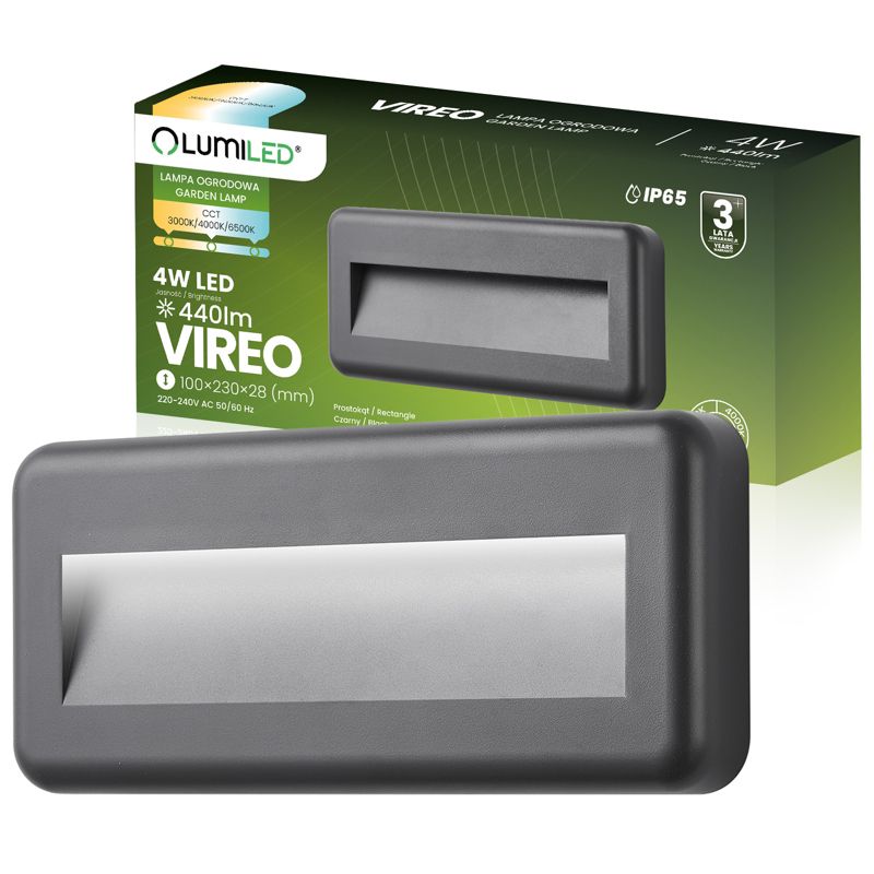 Lampa Ogrodowa Lumiled Zewnętrzna Schodowa Kinkiet Elewacyjny CCT LED 4W IP65 1 szt.