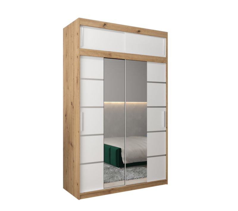 Szafa przesuwna Abiks Verona 4 150 artisan + biały z nadstawką 1 szt.